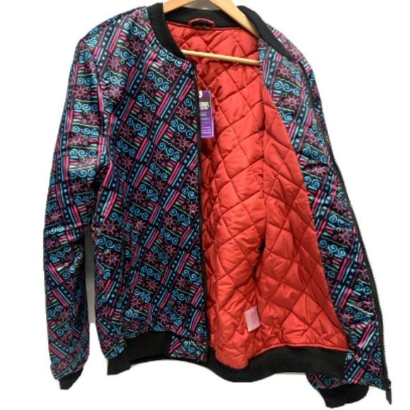 Mens Taki Taki Bomber Jacket Size Meduim Tribal pattern Unisex Ribbed collar - Picture 3 of 6